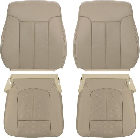 NLQR Driver and Passenger Side Bottom and Top Seat Covers Tan Replacement Microfiber Leather Compatible with Ford F250 F350 F450 F550 Lariat 2011 2012 2013 2014 2015 2016 in Saudi Arabia