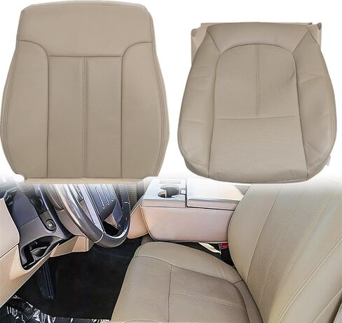 NLQR Driver and Passenger Side Bottom and Top Seat Covers Tan Replacement Microfiber Leather Compatible with Ford F250 F350 F450 F550 Lariat 2011 2012 2013 2014 2015 2016 in Saudi Arabia