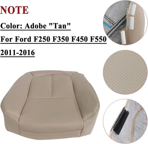 NLQR Driver and Passenger Side Bottom and Top Seat Covers Tan Replacement Microfiber Leather Compatible with Ford F250 F350 F450 F550 Lariat 2011 2012 2013 2014 2015 2016 in Saudi Arabia