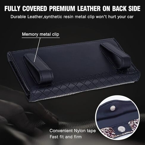 eing car sun visor علبة مناديل حامل بلينغ كريستال منديل صندوق بو الجلود المقعد الخلفي الأنسجة اكسسوارات السيارات للنساء، 2 - حزمة سوداء in Kuwait