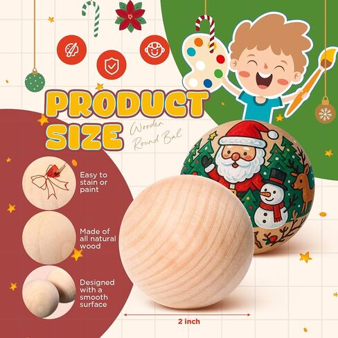 مجموعة من 10 كرات خشبية مستديرة مقاس 3 بوصات من Gerrii، كرات خشبية غير مكتملة، كرات خشبية مستديرة طبيعية، كرات البتولا الناعمة للحرف اليدوية والمشروعات اليدوية in Kuwait