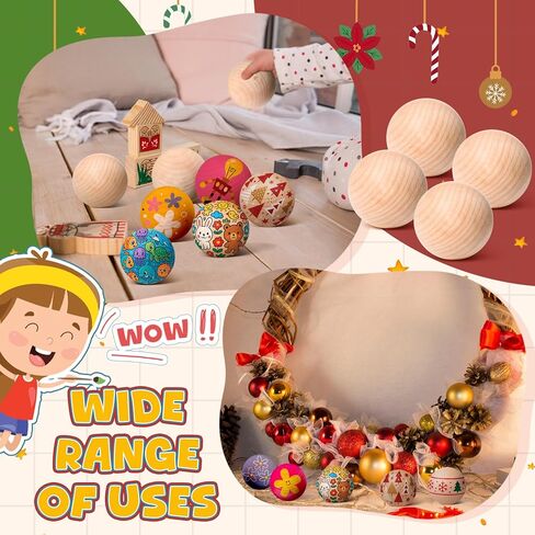 مجموعة من 10 كرات خشبية مستديرة مقاس 3 بوصات من Gerrii، كرات خشبية غير مكتملة، كرات خشبية مستديرة طبيعية، كرات البتولا الناعمة للحرف اليدوية والمشروعات اليدوية in Kuwait