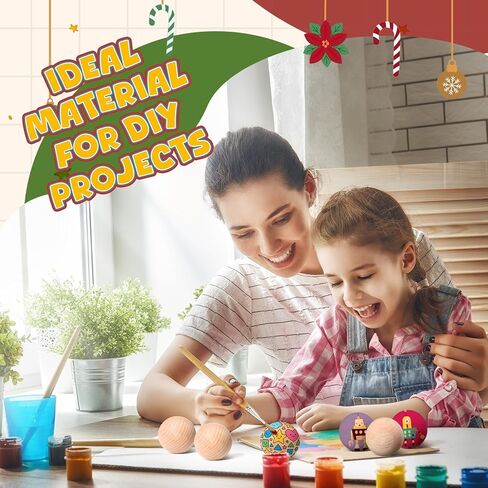 مجموعة من 10 كرات خشبية مستديرة مقاس 3 بوصات من Gerrii، كرات خشبية غير مكتملة، كرات خشبية مستديرة طبيعية، كرات البتولا الناعمة للحرف اليدوية والمشروعات اليدوية in Kuwait