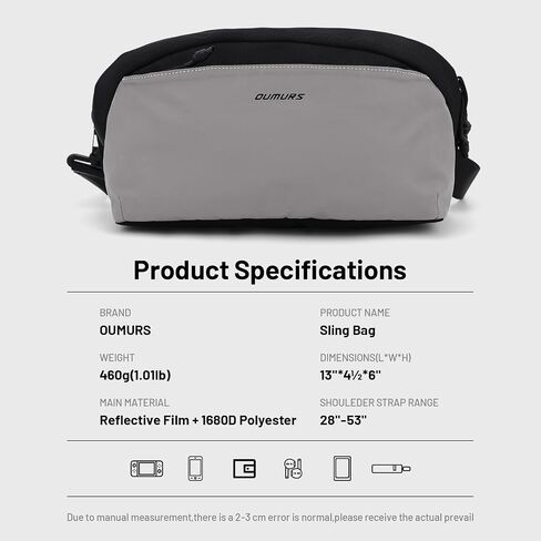 4L Reflective Crossbody Bag Sling Backpack for Motorcycle Men and Women Water-resistant 1680D Oxford Fabric Sling Bag Lightweight in Saudi Arabia
