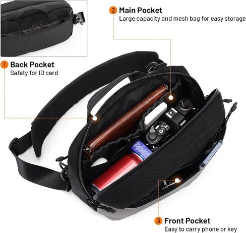 4L Reflective Crossbody Bag Sling Backpack for Motorcycle Men and Women Water-resistant 1680D Oxford Fabric Sling Bag Lightweight in Saudi Arabia