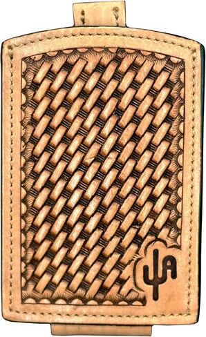 CACTUS ALLEY HAT CO. Genuine Leather Tooled Front Pocket Magnetic Ribbon Wallet (The Leroy) in Saudi Arabia