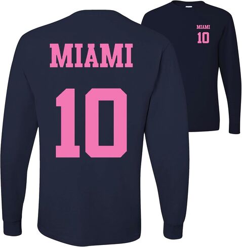 wild custom apparel Miami 10 Soccer Lover Front and Back Mens Long Sleeves in Kuwait
