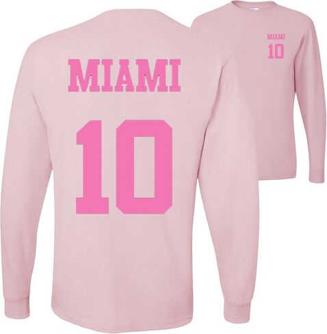 wild custom apparel Miami 10 Soccer Lover Front and Back Mens Long Sleeves in Kuwait