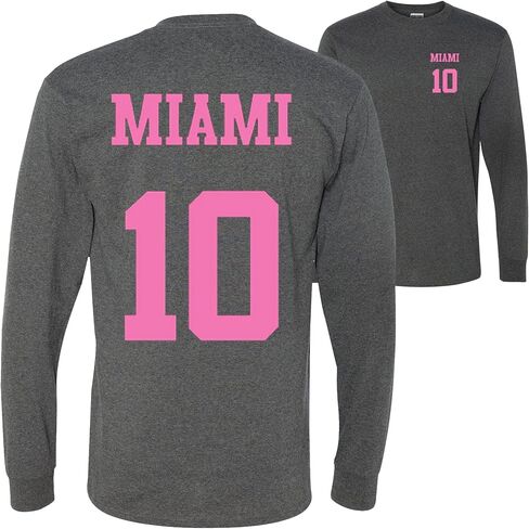 wild custom apparel Miami 10 Soccer Lover Front and Back Mens Long Sleeves in Kuwait