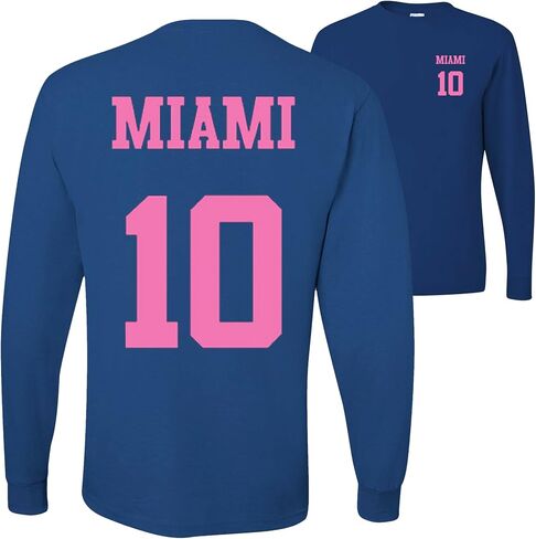 wild custom apparel Miami 10 Soccer Lover Front and Back Mens Long Sleeves in Kuwait