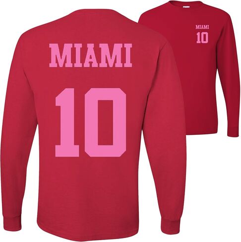 wild custom apparel Miami 10 Soccer Lover Front and Back Mens Long Sleeves in Kuwait