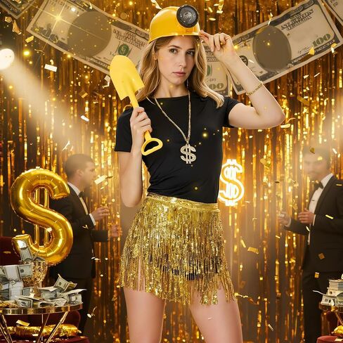 6 قطع من إكسسوارات أزياء Gold Digger والتنانير والقمصان والقمصان وقلادة بعلامة الدولار وحلقة وسوار مجرفة للنساء in Saudi Arabia