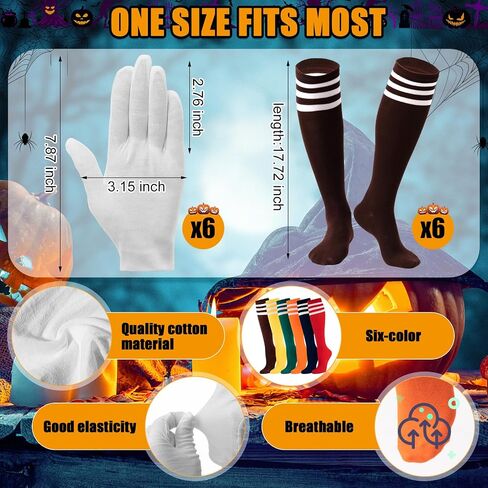24 Pcs Halloween Letter M Group Costumes Tutu Skirt Set Striped Knee-high Socks 5 Layered Tulle Tutu Skirt Lace Headband White Gloves Cosplay Costumes in Saudi Arabia