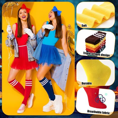24 Pcs Halloween Letter M Group Costumes Tutu Skirt Set Striped Knee-high Socks 5 Layered Tulle Tutu Skirt Lace Headband White Gloves Cosplay Costumes in Saudi Arabia