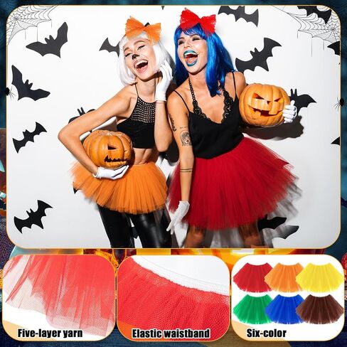 24 Pcs Halloween Letter M Group Costumes Tutu Skirt Set Striped Knee-high Socks 5 Layered Tulle Tutu Skirt Lace Headband White Gloves Cosplay Costumes in Saudi Arabia