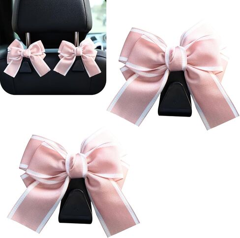 SLIMI 2 PCS Car Seat Headrest Hooks, Purse Hook for Car, Cute Bow Seatback Head Hooks, Universal Seat Back Storage Hook, for Most Cars, Trucks, SUVs (Pink) in Saudi Arabia