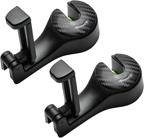 Car Headrest Hook, 2 in 1 Car Seat Hooks with Mobile Phone Holder, Purse Holder for Car Fits Universal Vehicle, Car Seat Storage Organizer Hanger Holder Hook for Purses and Bags(2 Pack, Black) in Saudi Arabia