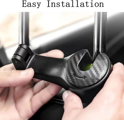 Car Headrest Hook, 2 in 1 Car Seat Hooks with Mobile Phone Holder, Purse Holder for Car Fits Universal Vehicle, Car Seat Storage Organizer Hanger Holder Hook for Purses and Bags(2 Pack, Black) in Saudi Arabia
