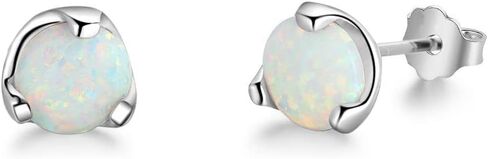 14K Gold Opal Earrings, White Opal Stud Earrings - Beautiful Birthday Gift for Mother, Wife, Girlfriend, Mother's Day Gift in Saudi Arabia