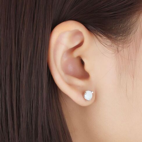 14K Gold Opal Earrings, White Opal Stud Earrings - Beautiful Birthday Gift for Mother, Wife, Girlfriend, Mother's Day Gift in Saudi Arabia