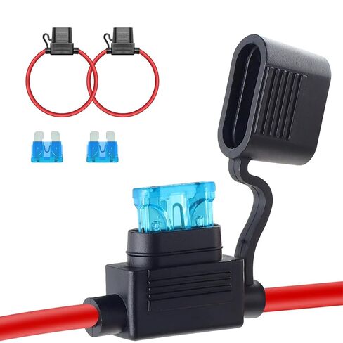2PCS Fuse Holder, Inline 12V 18AWG Car Gauge Inline Fuse with 10A ATC/ATO Standard Fuses for Automotive, Marine Lighting (18AMG) in Kuwait