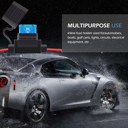 2PCS Fuse Holder, Inline 12V 18AWG Car Gauge Inline Fuse with 10A ATC/ATO Standard Fuses for Automotive, Marine Lighting (18AMG) in Kuwait