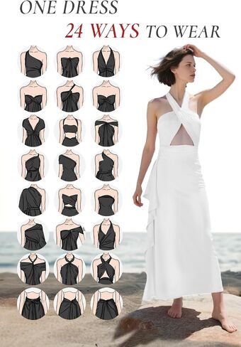 Infintiy Beach Cover Up Dress: 24 in 1 Wrap Casual Summer Vacation Maxi Long Sundress - Versatile Sexy Travel Pool Cruise in Kuwait