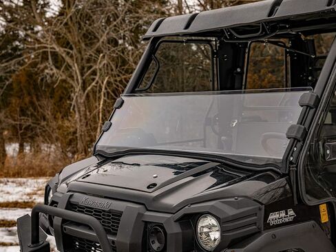 SuperATV Scratch Resistant Half Windshield Compatible With Kawasaki Mule Pro DX, DXT, FX, FXT Rancher: 2016+, Pro FXT: 2015+, XR Optic Hard Coating, 1/4" Polycarbonate 250x Stronger than Glass in Saudi Arabia