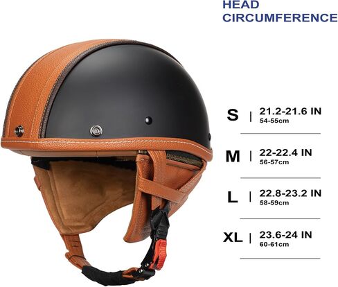 German Style Motorcycle Retro Half Helmet with Retractable Neck Curtain . Vintage Cap Skull Cap Open Face Helmet with Goggles for Cruiser Scooter Chopper in Kuwait