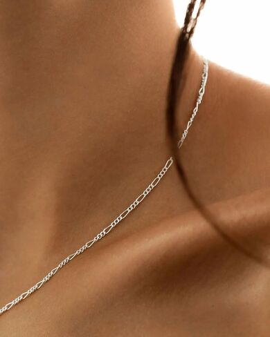 Gold/Silver Chain Necklace for Women Trendy - 925 Sterling Silver Dainty Waterproof Hypoallergenic Sturdy 18K Gold Plated Necklaces Jewelry Gift 14-20 Inch in Saudi Arabia