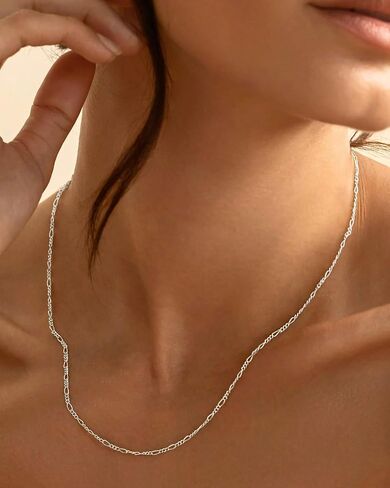 Gold/Silver Chain Necklace for Women Trendy - 925 Sterling Silver Dainty Waterproof Hypoallergenic Sturdy 18K Gold Plated Necklaces Jewelry Gift 14-20 Inch in Saudi Arabia