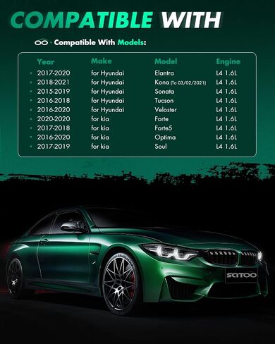 SCITOO 4 ملفات إشعال + 4 شمعات إشعال إيريديوم، لـ Optima 1.6L 2016-2019، لـ Hyundai لـ Veloster 1.6L 2015-2017، لـ Tucson 1.6L 2016-2018، لـ Elantra 1.6L 2017-2019 C938، UF817 ‎1788580 in Saudi Arabia