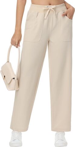 YuKaiChen Womens Pants Baggy Wide Leg Casual Elastic Waisted with Pockets in Saudi Arabia