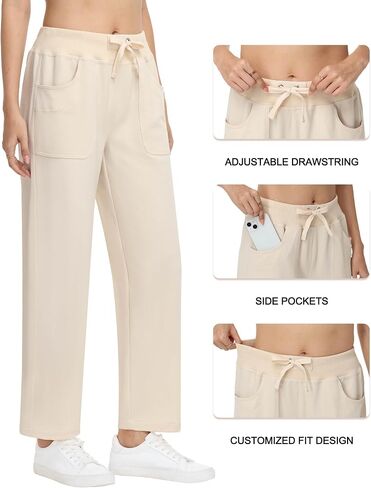 YuKaiChen Womens Pants Baggy Wide Leg Casual Elastic Waisted with Pockets in Saudi Arabia