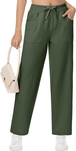 YuKaiChen Womens Pants Baggy Wide Leg Casual Elastic Waisted with Pockets in Saudi Arabia