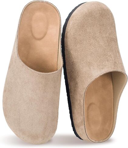 Suede Boston Clogs for Women and Men with Arch Support Potato Mules Shoes, Soft Cork Footbed Slip on Comfort Home Sandals Slippers in Kuwait