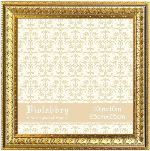 إطار صورة VIOLABBEY مقاس 8 × 8 ذهبي، إطار صورة عتيق لعرض الحائط أو سطح الطاولة، تصميم كلاسيكي لديكور المنزل المكتبي، يناسب صور مقاس 8 × 8 in Kuwait
