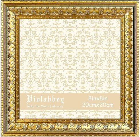إطار صورة VIOLABBEY مقاس 8 × 8 ذهبي، إطار صورة عتيق لعرض الحائط أو سطح الطاولة، تصميم كلاسيكي لديكور المنزل المكتبي، يناسب صور مقاس 8 × 8 in Kuwait