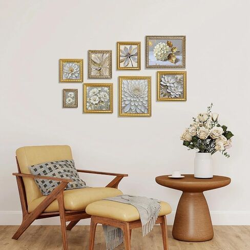 إطار صورة VIOLABBEY مقاس 8 × 8 ذهبي، إطار صورة عتيق لعرض الحائط أو سطح الطاولة، تصميم كلاسيكي لديكور المنزل المكتبي، يناسب صور مقاس 8 × 8 in Kuwait