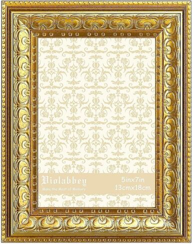 إطار صورة VIOLABBEY مقاس 8 × 8 ذهبي، إطار صورة عتيق لعرض الحائط أو سطح الطاولة، تصميم كلاسيكي لديكور المنزل المكتبي، يناسب صور مقاس 8 × 8 in Kuwait