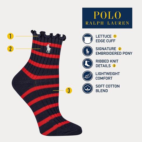 جوارب للكاحل للسيدات من POLO RALPH LAUREN - عبوة زوج واحد - راحة قطنية مستدامة in Saudi Arabia