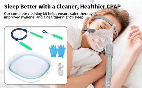مجموعة تنظيف خرطوم CPAP - فرشاة تنظيف أنبوب CPAP، فرشاة خرطوم CPAP، فرشاة أنبوب CPAP طويلة مرنة مع حوض وخطاف تجفيف وقفازات - مستلزمات تنظيف CPAP للخرطوم والقناع والأنابيب in Saudi Arabia