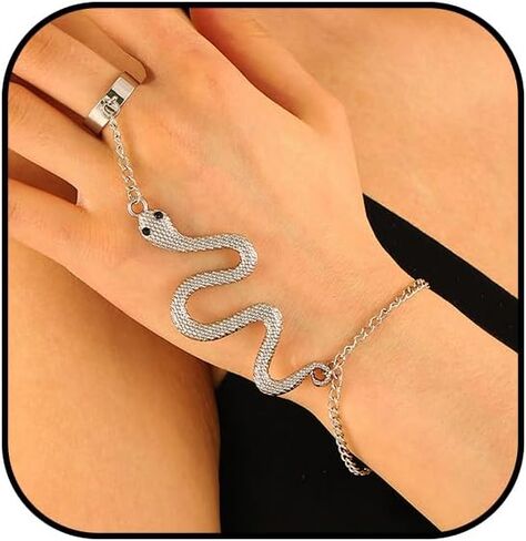 NIQIPOK ثعبان اليد سلسلة سوار للنساء ثعبان البنصر سوار الرقيق سلسلة اليد تسخير أساور هالوين مجوهرات اكسسوارات in Kuwait