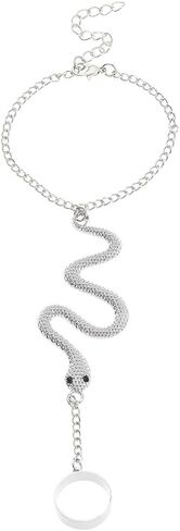 NIQIPOK ثعبان اليد سلسلة سوار للنساء ثعبان البنصر سوار الرقيق سلسلة اليد تسخير أساور هالوين مجوهرات اكسسوارات in Kuwait