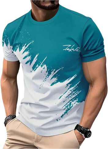 SOLY HUX Men's T Shirts Color Block Graphic Tees Crew Neck Short Sleeve Casual Summer Tops in Saudi Arabia