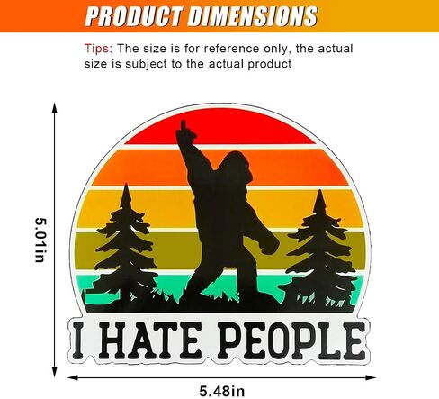 ملصق سيارة I Hate People مقاس 5 بوصات، ملصقات ممتصة للصدمات مضحكة، ملصق ساخر ساخر، ملصقات من الفينيل المقاوم للماء، يناسب السيارة، الخوذة، الكمبيوتر المحمول، زجاجة المياه، النافذة، الشاحنة، لوح التزلج (قطعتان) in Kuwait
