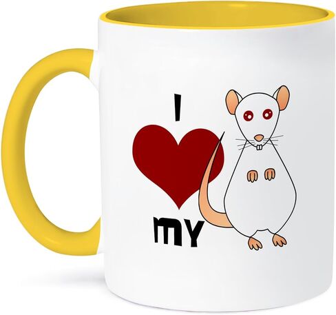 3dRose Love My Rat White Two Tone Black Mug, 11 oz, Multicolor in Saudi Arabia