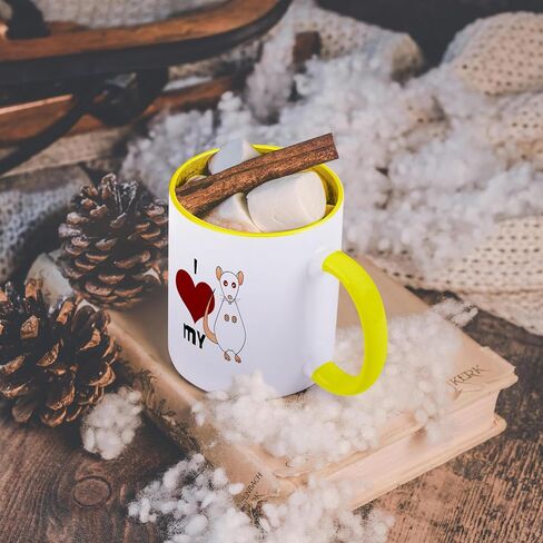 3dRose Love My Rat White Two Tone Black Mug, 11 oz, Multicolor in Saudi Arabia