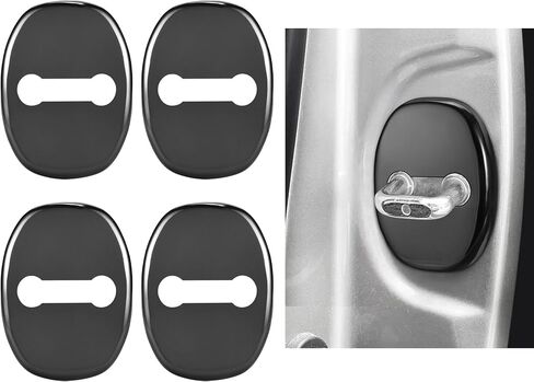 TOMALL 4Pcs Car Door Lock Latches Covers Compatible with Cadillac Escalade CTS XT5 XT4 CT6 XT5 Stainless Steel Vehicle Specific Protection Exterior Accessories Sports Style Decoration (Black) in Saudi Arabia