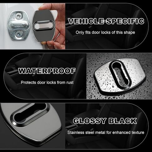 TOMALL 4Pcs Car Door Lock Latches Covers Compatible with Cadillac Escalade CTS XT5 XT4 CT6 XT5 Stainless Steel Vehicle Specific Protection Exterior Accessories Sports Style Decoration (Black) in Saudi Arabia